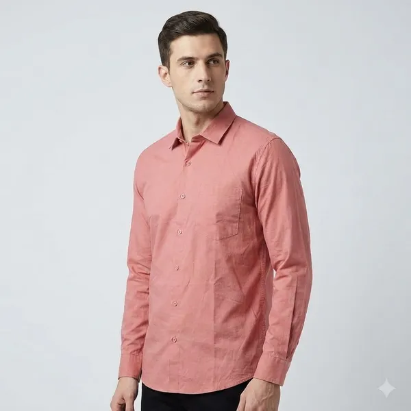 Coral_Pink_Blended_Cotton_Shirt_For_Men