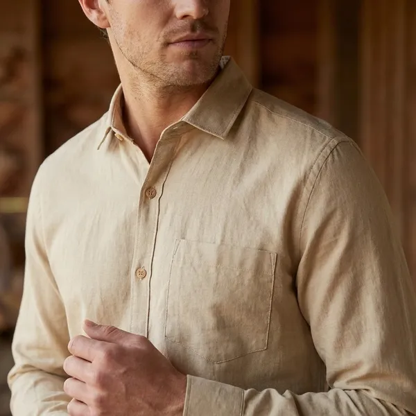 Beige_Blended_Cotton_Shirt_For_Men