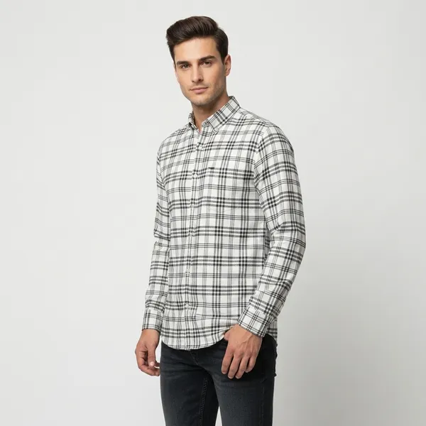 White_And_Black_Blended_Cotton_Shirt_For_Men