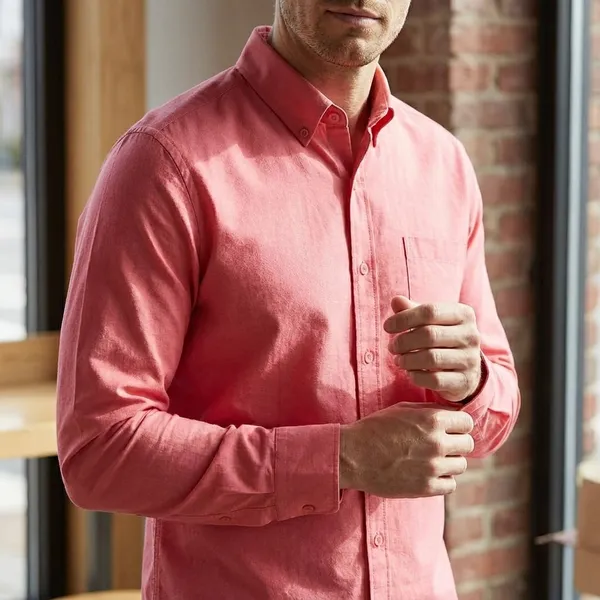 Coral_Pink_Blended_Cotton_Shirt_For_Men
