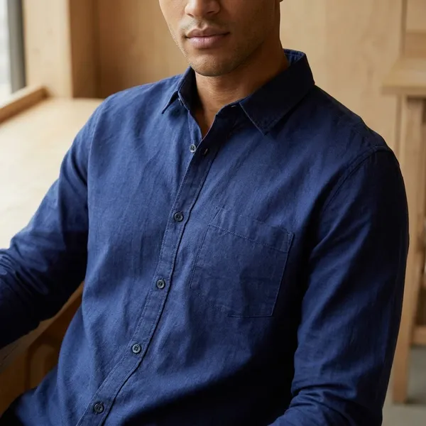 Navy_Blue_Blended_Cotton_Shirt_For_Men