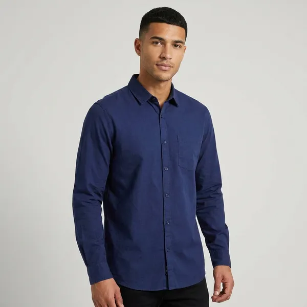 Navy_Blue_Blended_Cotton_Shirt_For_Men