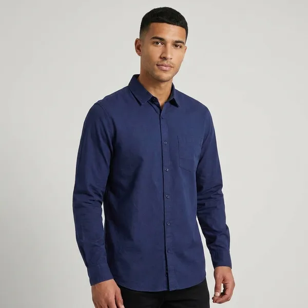 Navy_Blue_Blended_Cotton_Shirt_For_Men