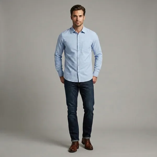 Light_Blue_Blended_Cotton_Shirt_For_Men