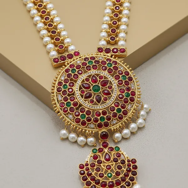 Gold_Alloy_Kemp_Stone_Floral_Long_Haram_Necklace_For_Women