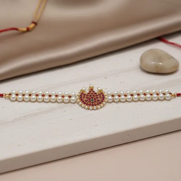 Gold_Alloy_Pearl_Ruby_Short_Necklace_For_Women