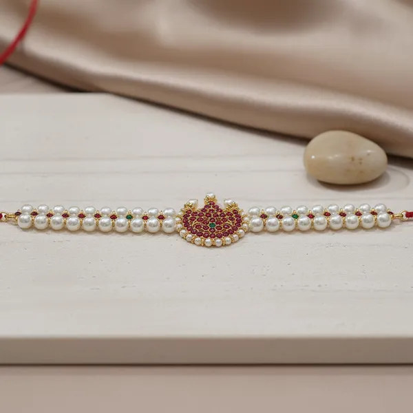 Gold_Alloy_Pearl_Ruby_Short_Necklace_For_Women