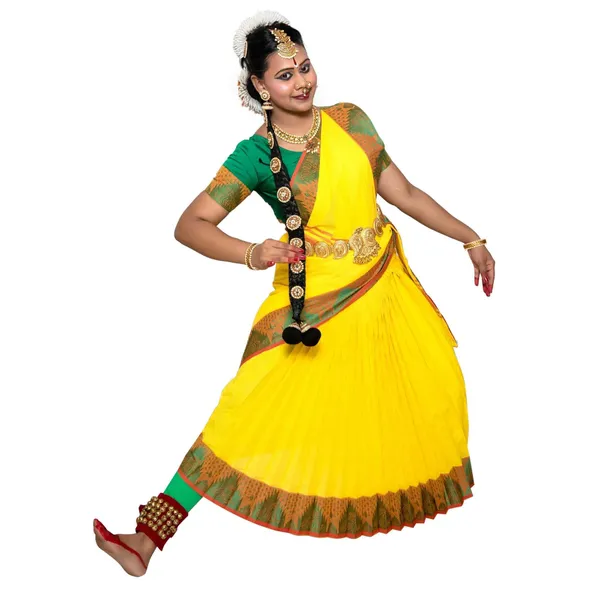 Yellow_Cotton_Silk_Bharatanatyam_Practice_Saree_For_Women