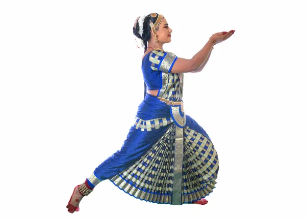 Blue_Silk_Blend_Checkered_Pleated_Bharatanatyam_Costume_For_Women