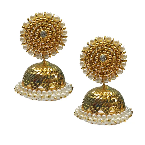 Gold_White_Alloy_Pearl_Lattice_Jhumka_Earrings_For_Women