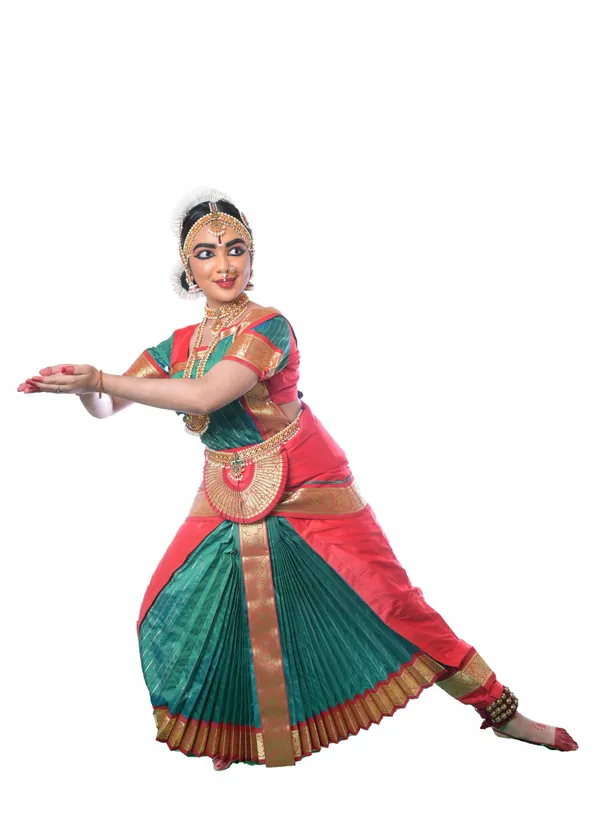 Red_Teal_Silk_Blend_Golden_Border_Bharatanatyam_Costume_For_Women