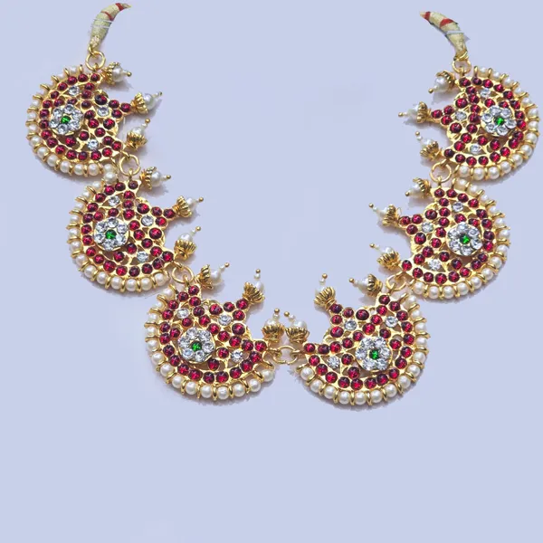 Gold_Alloy_Ruby_Blue_Stone_Mango_Motif_Short_Necklace_For_Women