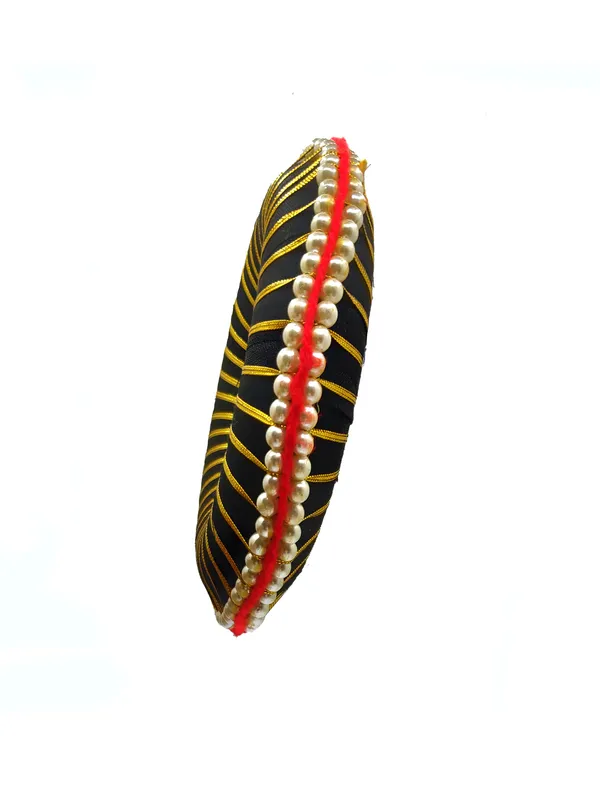 Gold_Black_Synthetic_Fiber_Striped_Hair_Bun_Accessory_For_Women