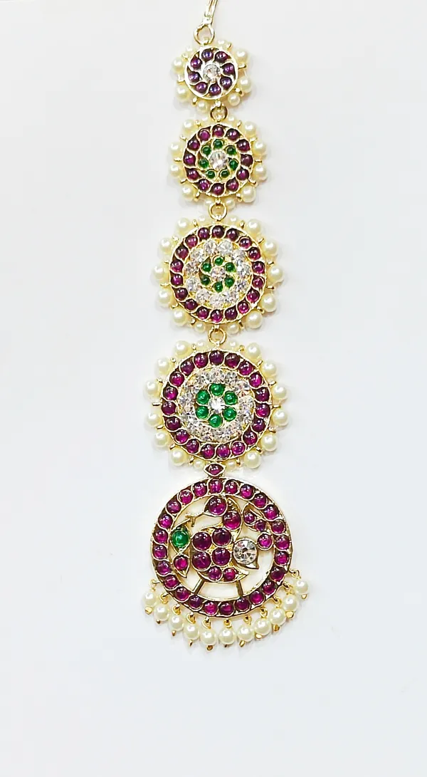 Gold_Alloy_Pink_&_Green_Stone_Pearl_Maang_Tikka_For_Women