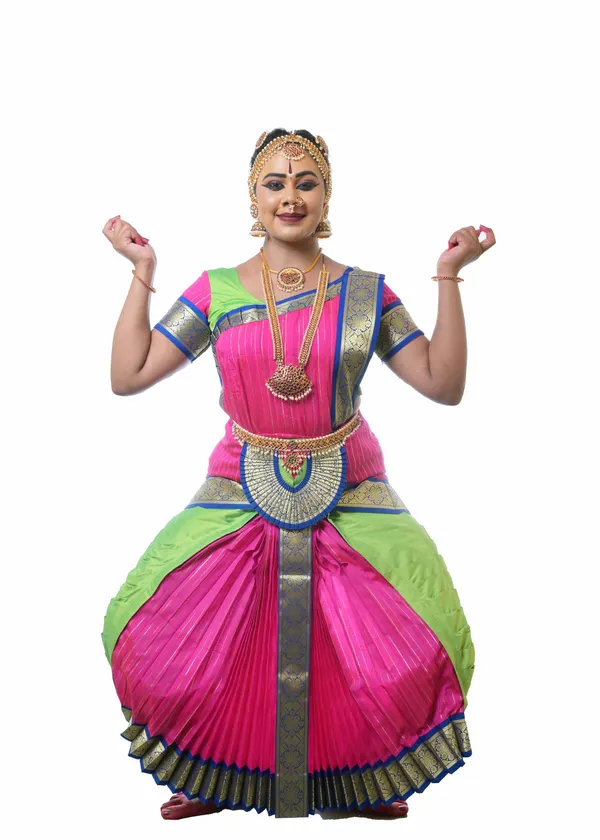 Pink_&_Green_Silk_Blend_Bharatanatyam_Costume_For_Women