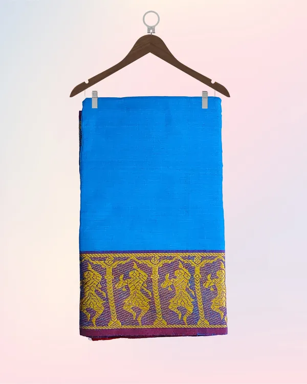 Blue_Pure_Cotton_Bharatnatyam_Practice_Saree_For_Women