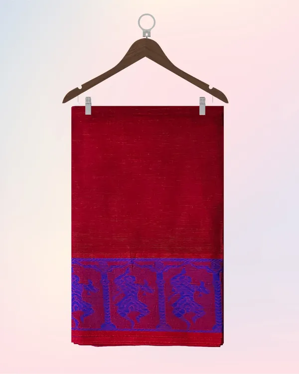 Red_Pure_Cotton_Bharatnatyam_Practice_Saree_For_Women