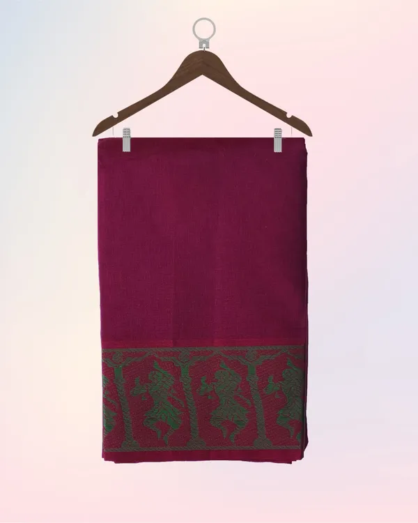 Dark_Pink_Pure_Cotton_Bharatnatyam_Practice_Saree_For_Women