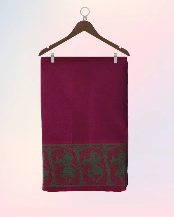 Maroon_Pure_Cotton_Bharatnatyam_Practice_Saree_For_Women