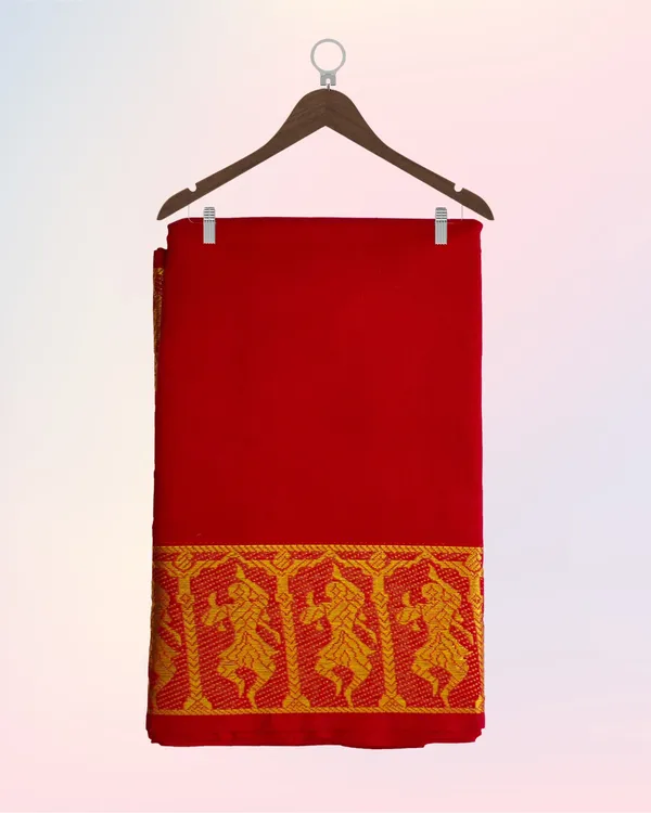 Red_Pure_Cotton_Bharatnatyam_Practice_Saree_For_Women