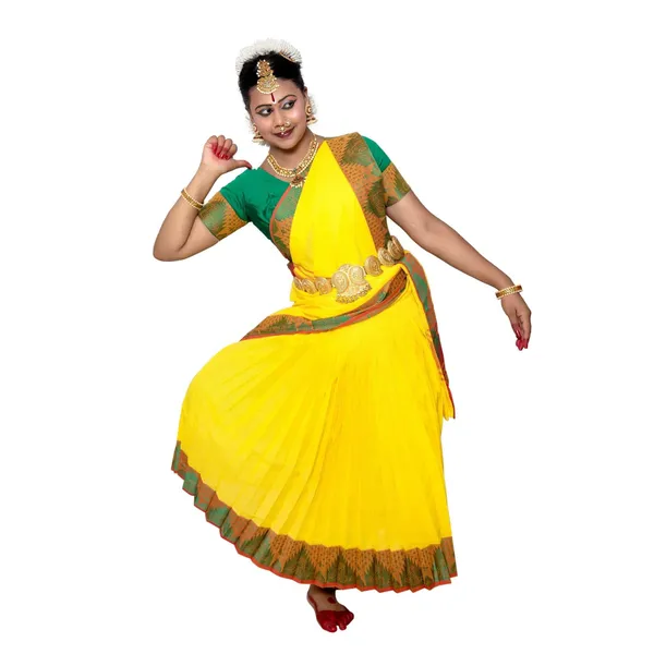 Yellow_Cotton_Silk_Bharatanatyam_Practice_Saree_For_Women