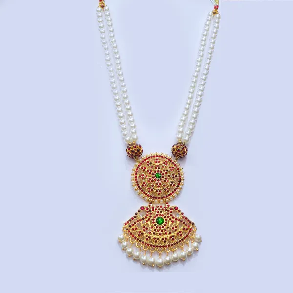 Gold_Alloy_Ruby_Emerald_Temple_Triple_Pearl_Long_Haram_For_Women