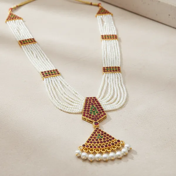 Gold_White_Alloy_Pearl_Multi_Strand_Long_Haram_For_Women