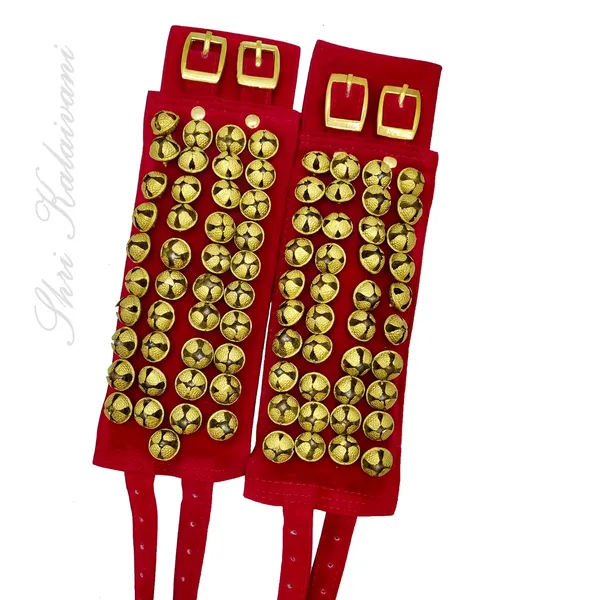 Brass_4_Row_Ghungroo_Maroon_Velvet_Ankle_Pad_Adjustable