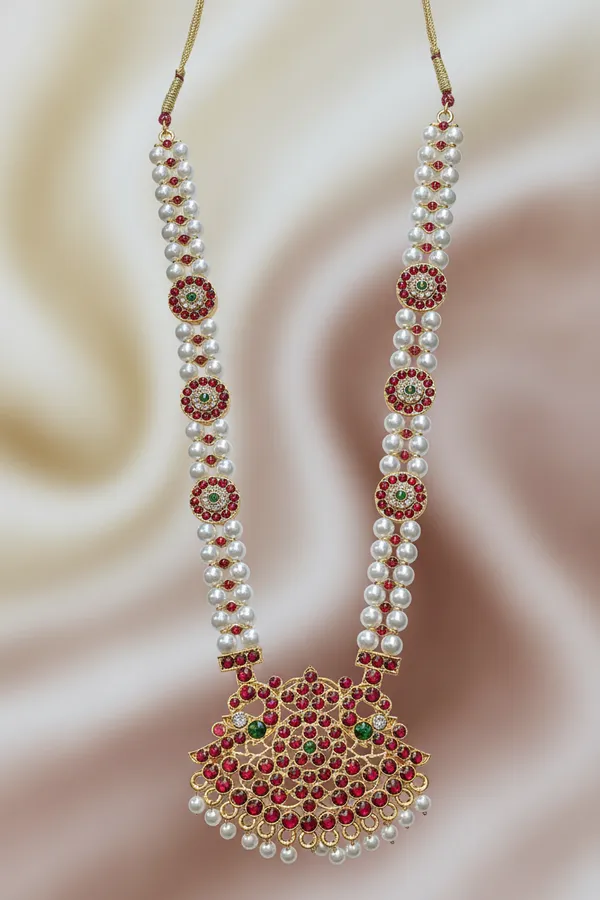 Gold_Alloy_Pearl_Ruby_Kemp_Stone_Temple_Long_Haram_For_Women