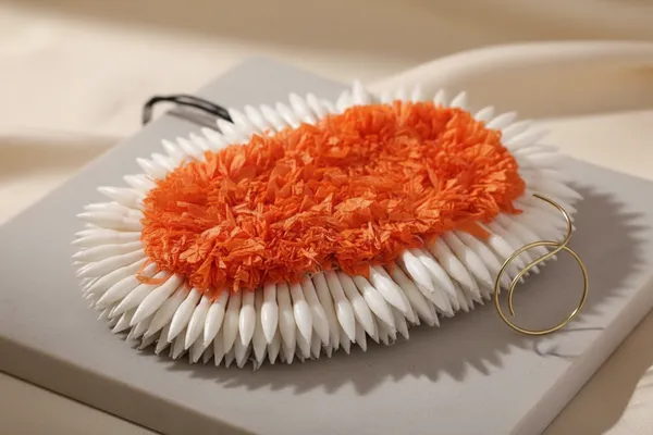White_Orange_Plastic_Flower_Hair_Veni_Accessory_For_Women