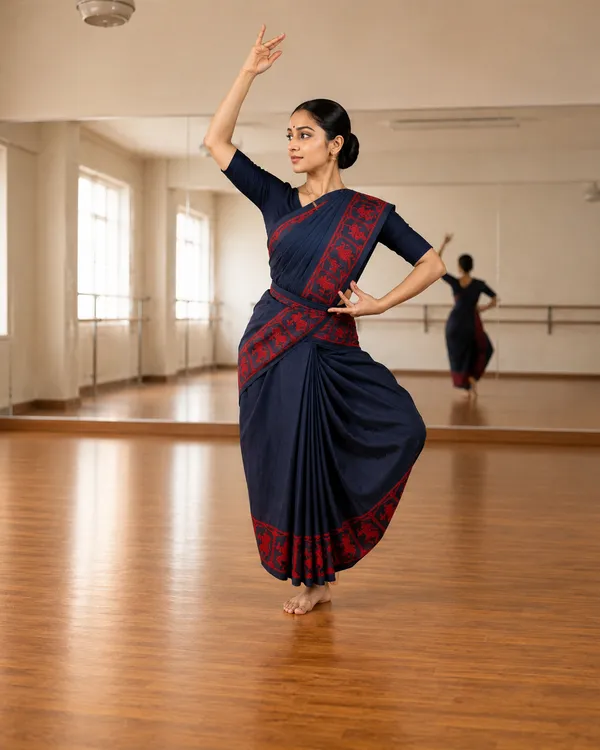 Black_Pure_Cotton_Bharatnatyam_Practice_Saree_For_Women