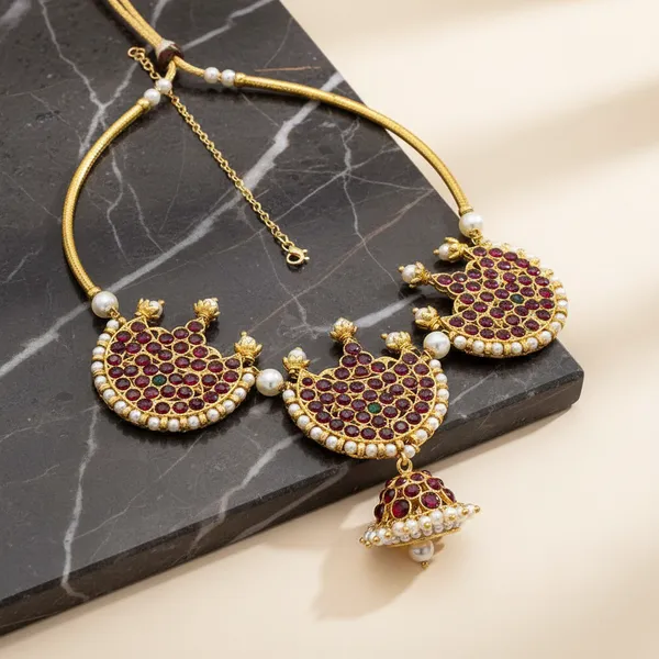 Gold_Alloy_Kemp_Stone_Paisley_Short_Necklace_For_Women