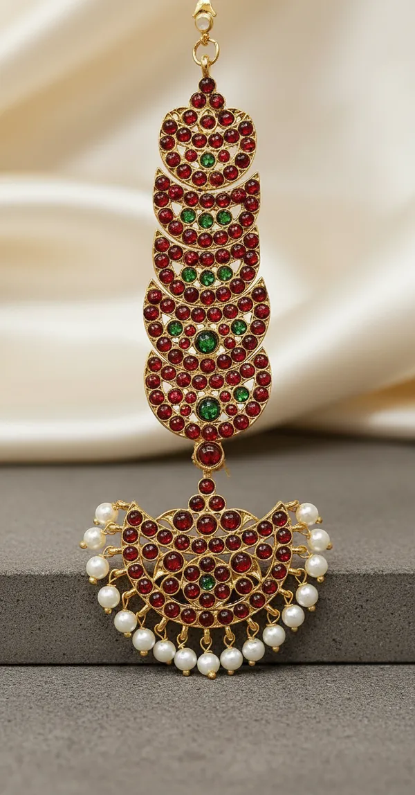 Gold_Alloy_Kundan_Red_&_Green_Stone_Maang_Tikka_For_Women