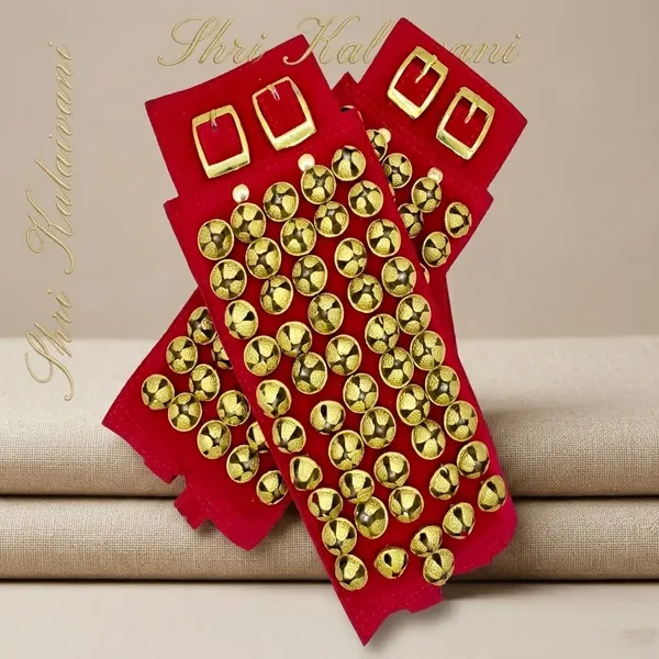 Maroon_Brass_Velvet_5_Line_Ghungroo_Anklet_With_Adjustable_Strap