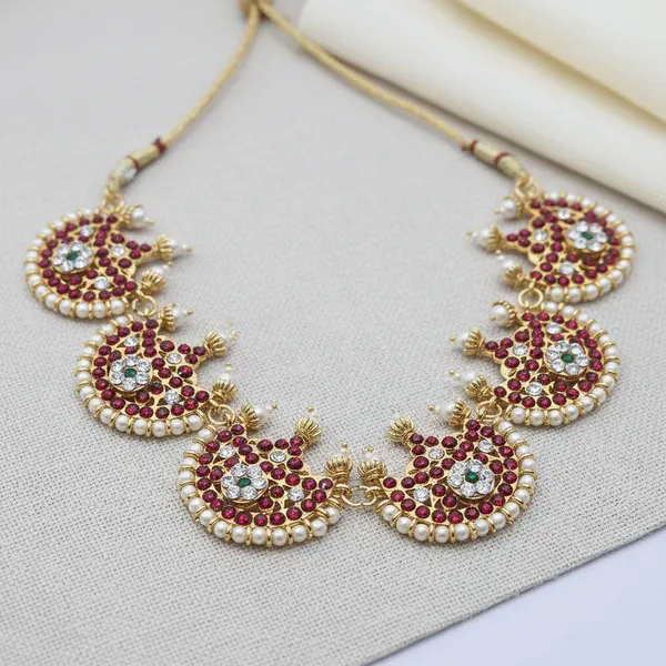 Gold_Alloy_Ruby_Blue_Stone_Mango_Motif_Short_Necklace_For_Women