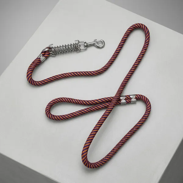 Red_Blue_Braided_Nylon_Rope_Dog_Leash_With_Shock_Absorber_Spring