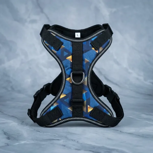 Blue_Camouflage_Nylon_Dog_Harness_With_Reflective_Trim