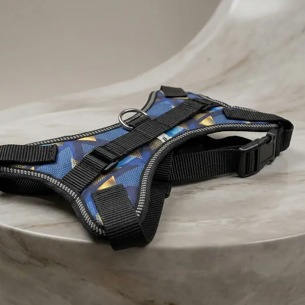 Blue_Camouflage_Nylon_Dog_Harness_With_Reflective_Trim