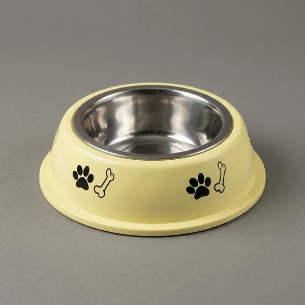 Yellow_Stainless_Steel_Pet_Bowl_With_Paw_Print_Design