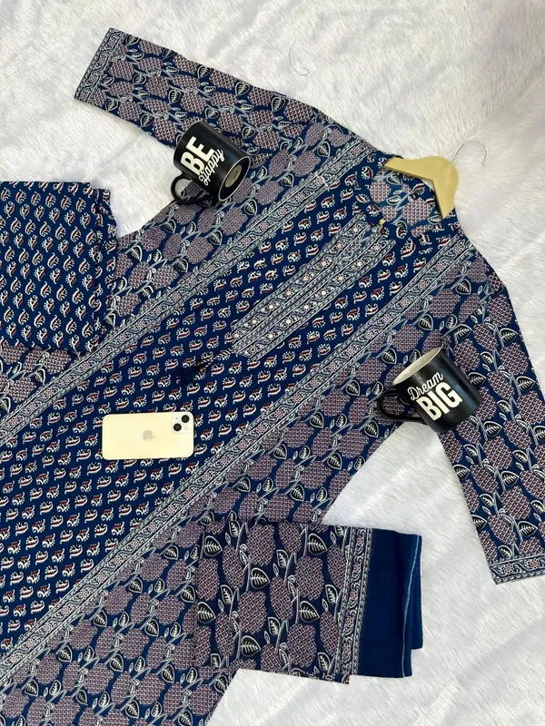 Navy_Blue_Cotton_Ajrakh_Block_Print_Unstitched_Suit_Set_For_Women