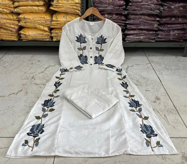 White_Cotton_Flex_Floral_Embroidered_Kurta_Set_For_Women