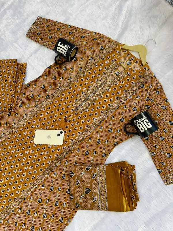 Mustard_Cotton_Relaxed_Printed_Kurta_Set_For_Women