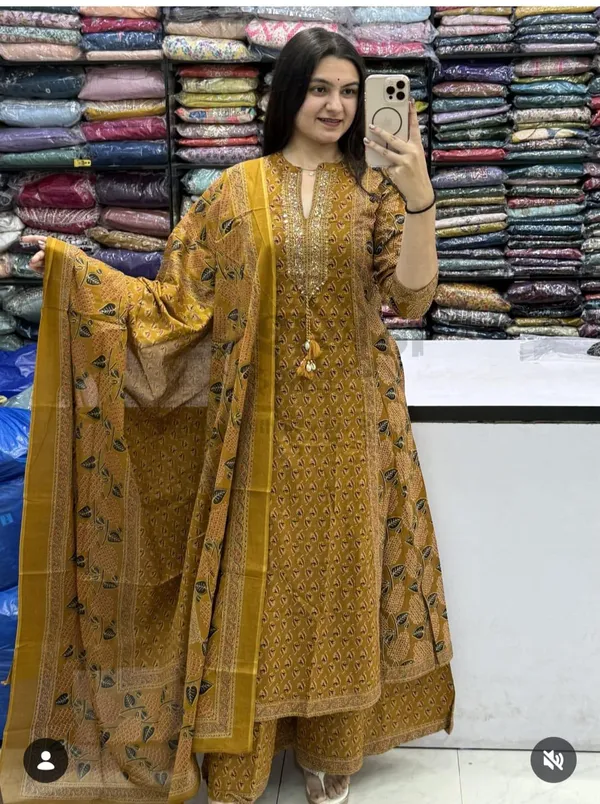 Mustard_Cotton_Relaxed_Printed_Kurta_Set_For_Women