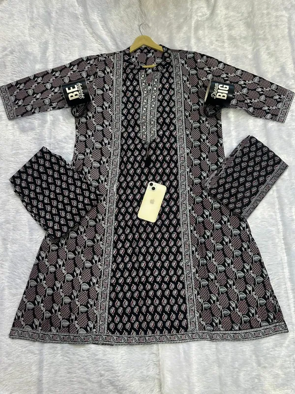 Black_Cotton_Printed_Straight_Kurta_Set_For_Women