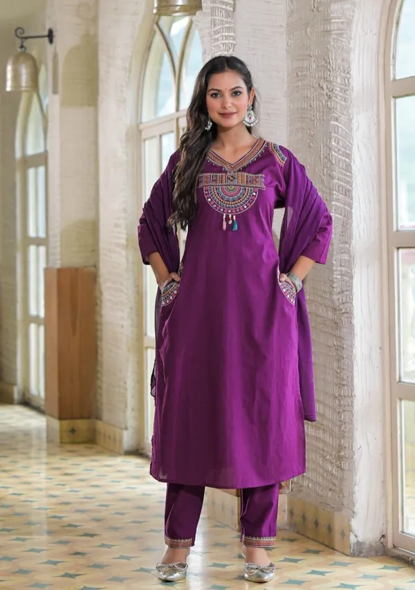 Purple_Cotton_Embroidered_Kurta_Set_For_Women