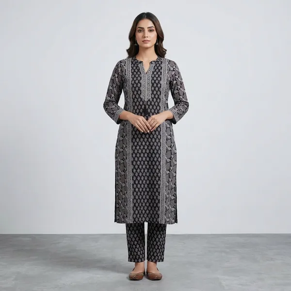 Black_Cotton_Printed_Straight_Kurta_Set_For_Women