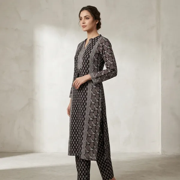 Black_Cotton_Printed_Straight_Kurta_Set_For_Women