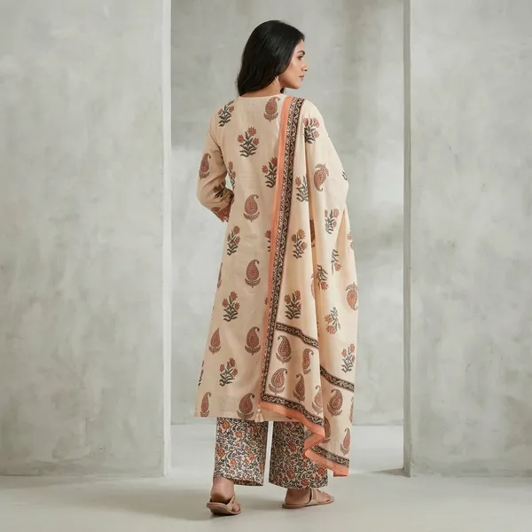 Orange_Cotton_Block_Print_Kurta_Palazzo_Dupatta_Set_For_Women