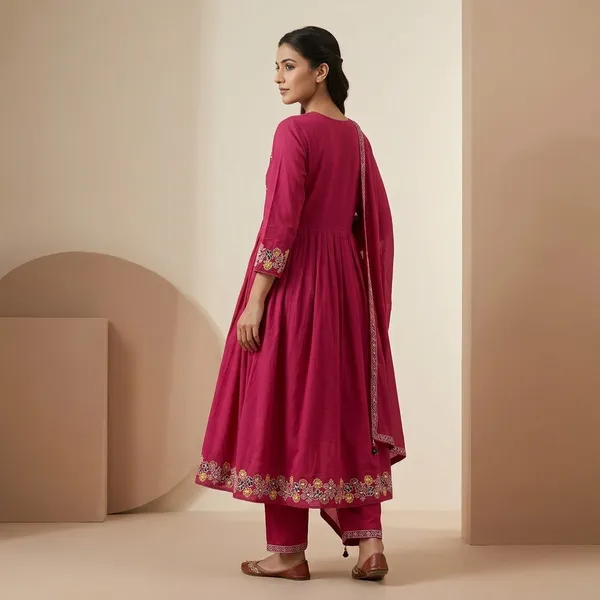 Pink_Cotton_Anarkali_Embroidered_Kurta_Set_For_Women