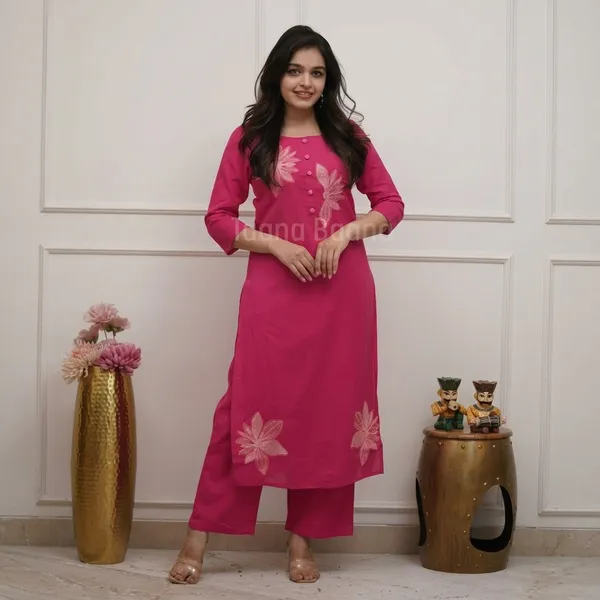 Pink_Cotton_Flex_Straight_Floral_Embroidered_Kurta_Set_For_Women